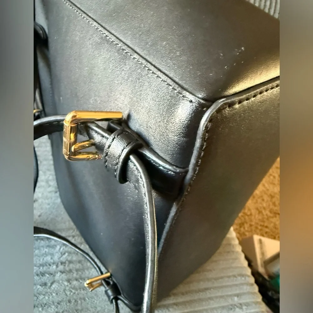 VTG Ralph Lauren Dryden Ellen Black Leather Backpack Bag Red Interior